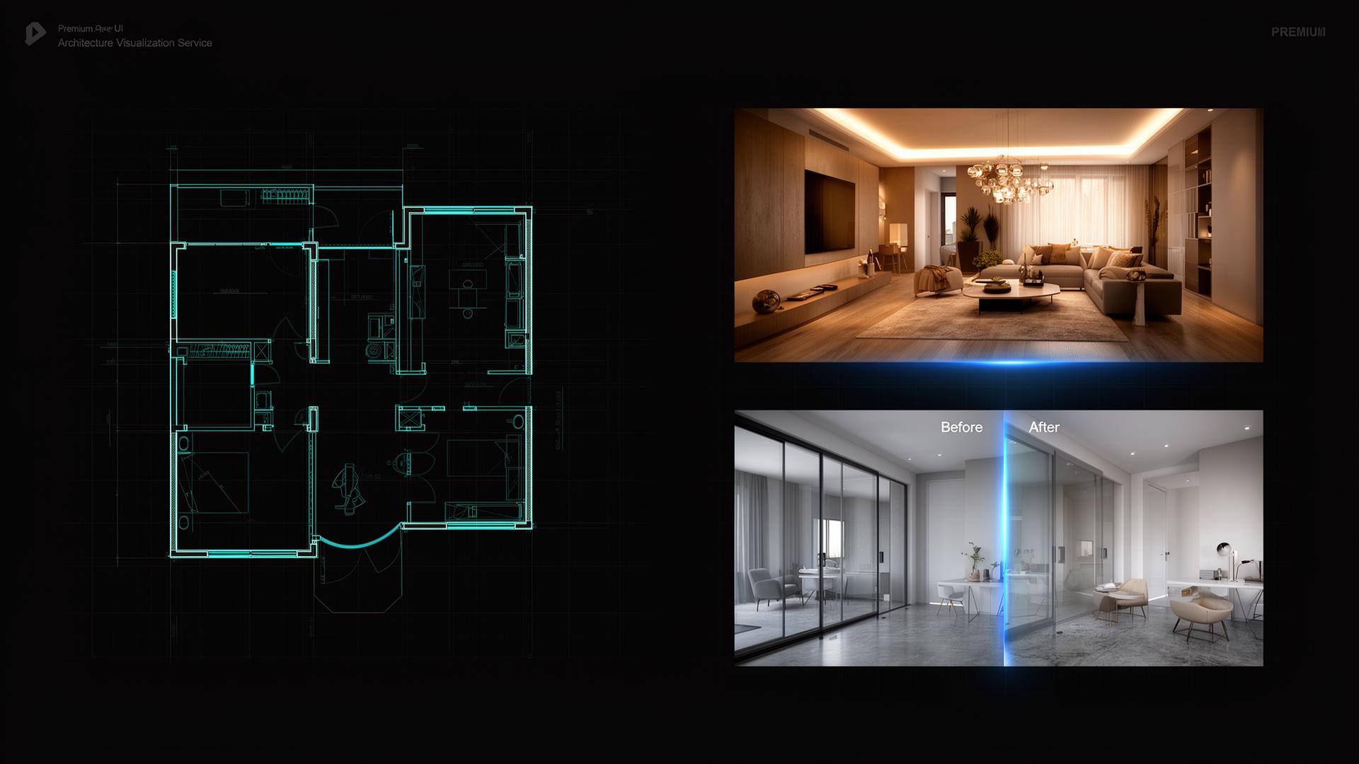 2D floor plan and 3D interior visualization preview