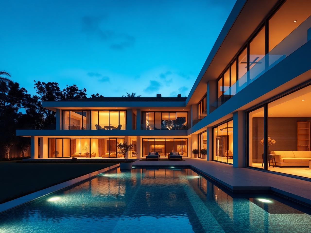 Modern villa — twilight